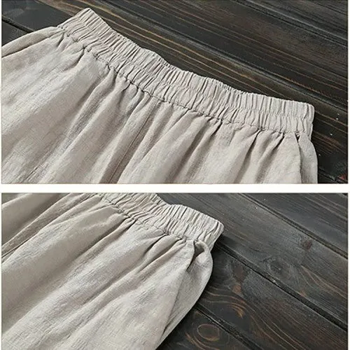 [Women’s Gift] Women's Cotton Linen Elastic Waist Casual Pants with Pockets