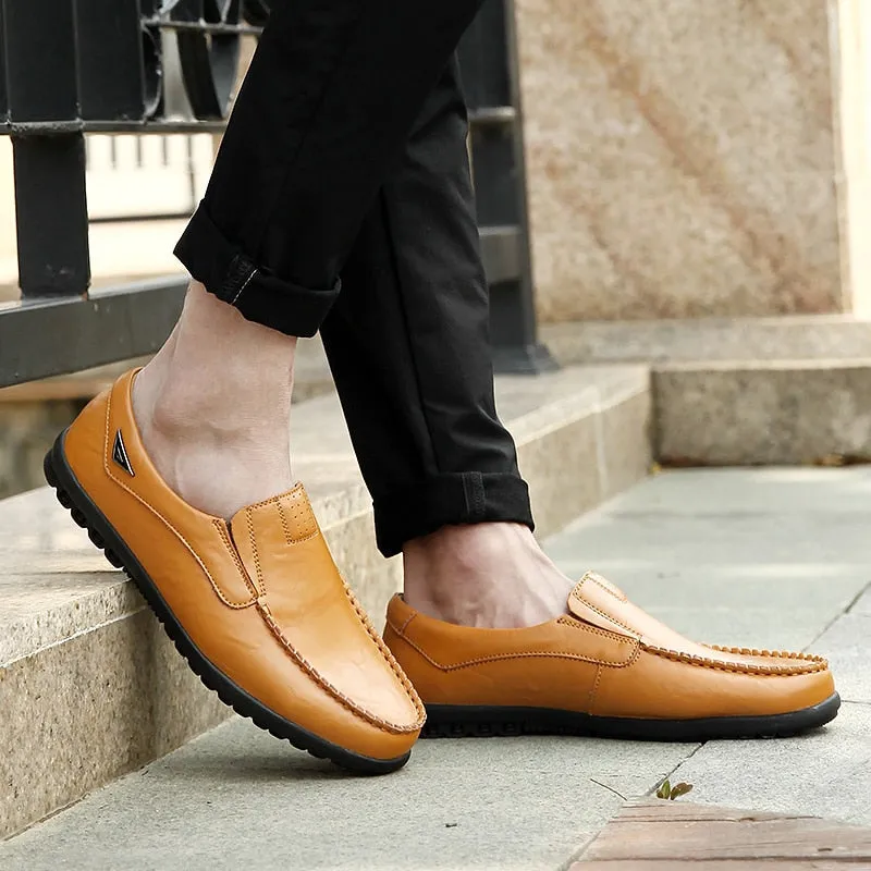 Yeknu Leather Men Shoe Casual Luxury Brand Summer Mens Loafers Genuine Leather Moccasins Hollow Out Breathable Slip on Shoes For Men