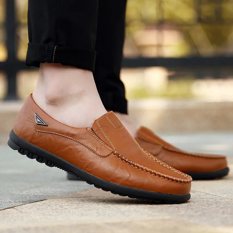 Yeknu Leather Men Shoe Casual Luxury Brand Summer Mens Loafers Genuine Leather Moccasins Hollow Out Breathable Slip on Shoes For Men