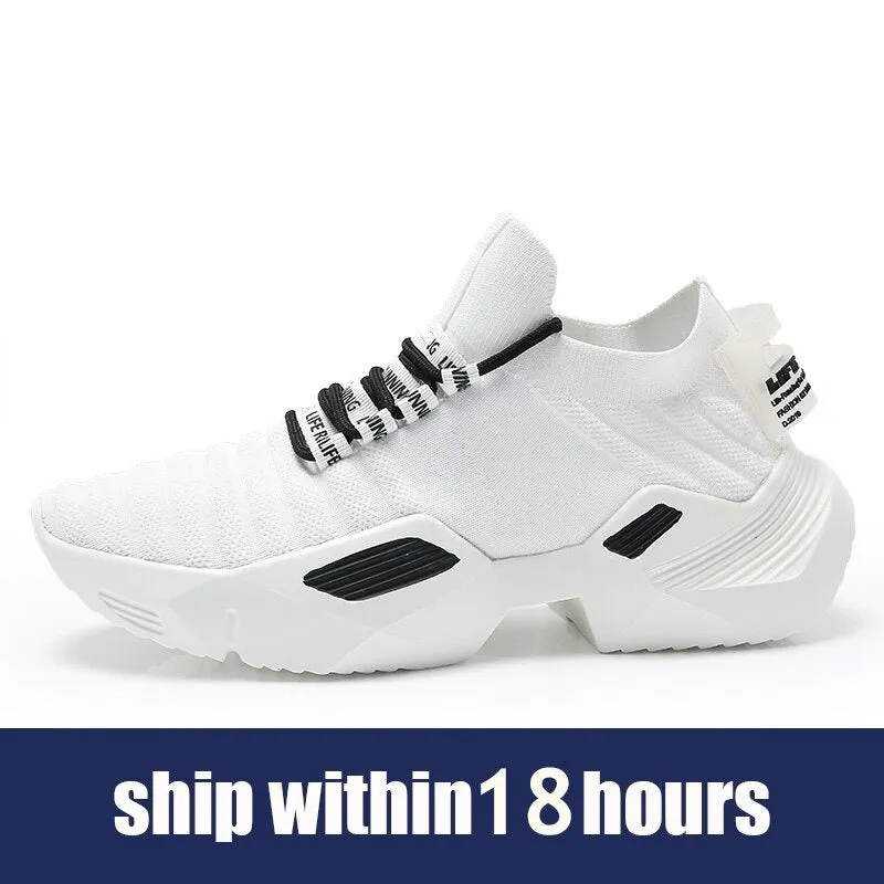 Yeknu Men Casual Shoes Summer Rubber Bottom Vulcanized Tennis Sneakers Mesh White Large Size Basketball Running Shoes Zapatillas