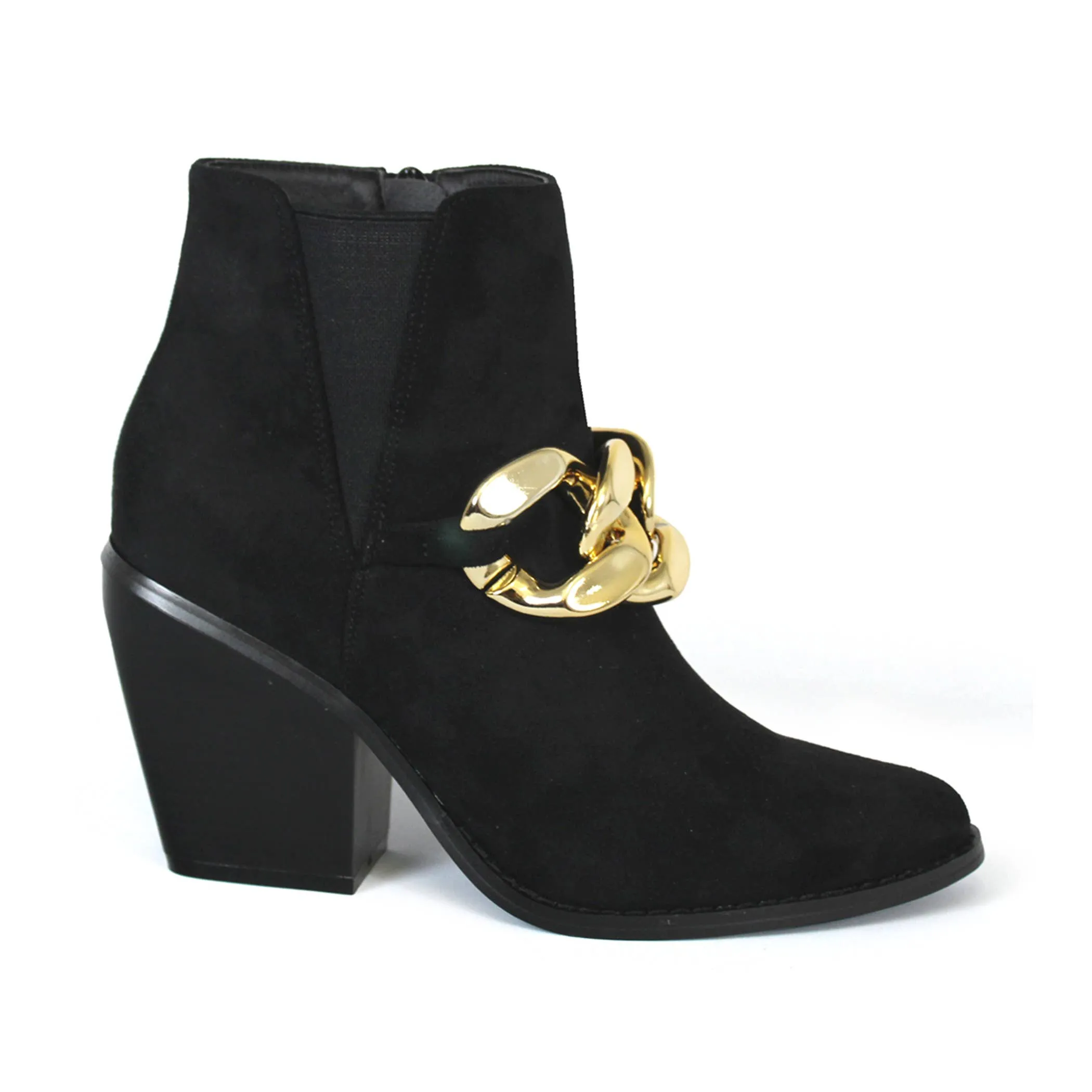 Yoki Womens western booties with chain detailing