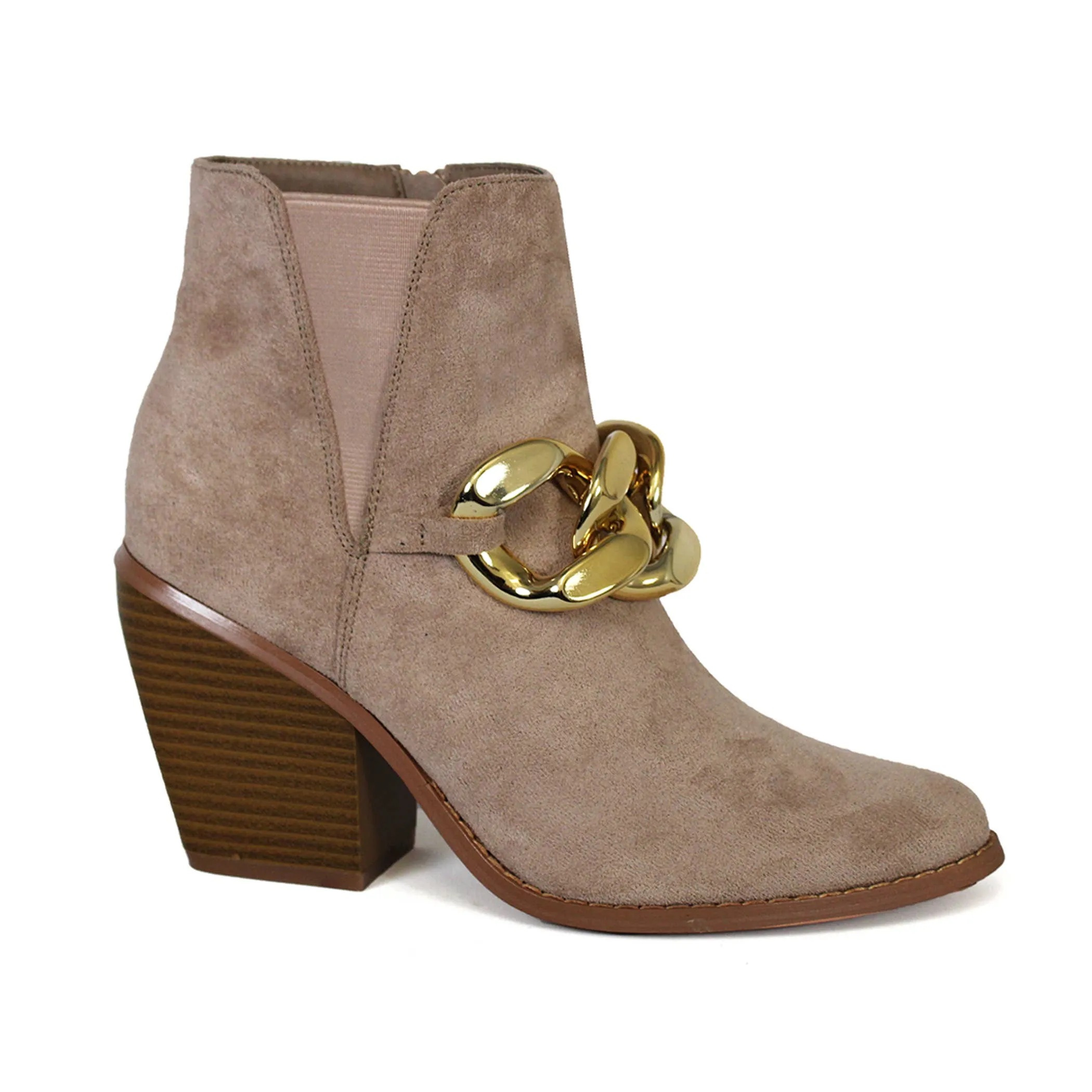 Yoki Womens western booties with chain detailing